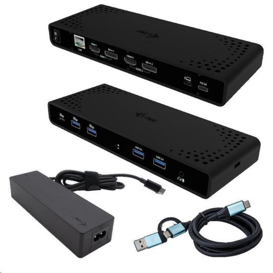 Obrázek i- tec Universal Dual 4K Display Docking Station, Power Delivery 85 W + i- tec USB- C Charger 100 W