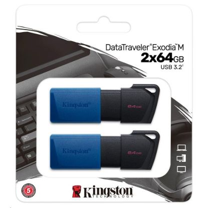 Obrázek Kingston 64 GB USB3.2 Gen 1 DataTraveler Exodia M (Black + Blue) - 2 kusy