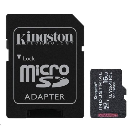 Obrázek Kingston MicroSDHC karta 16 GB Industrial C10 A1 pSLC Card + SD Adapter