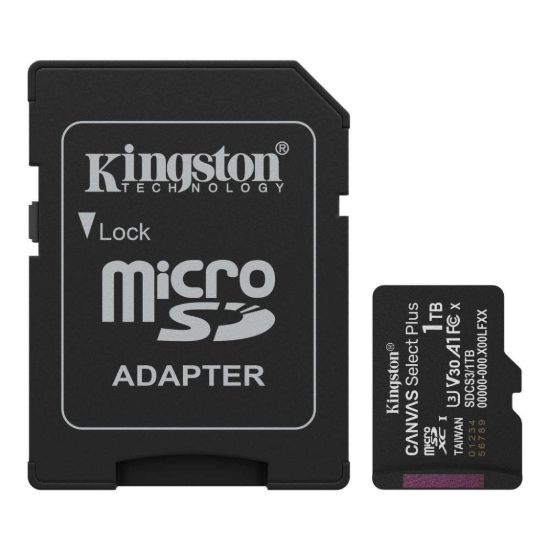 Obrázek Kingston MicroSDXC karta 1 TB Canvas Select Plus, U3, V30, A1, SD Adaptér