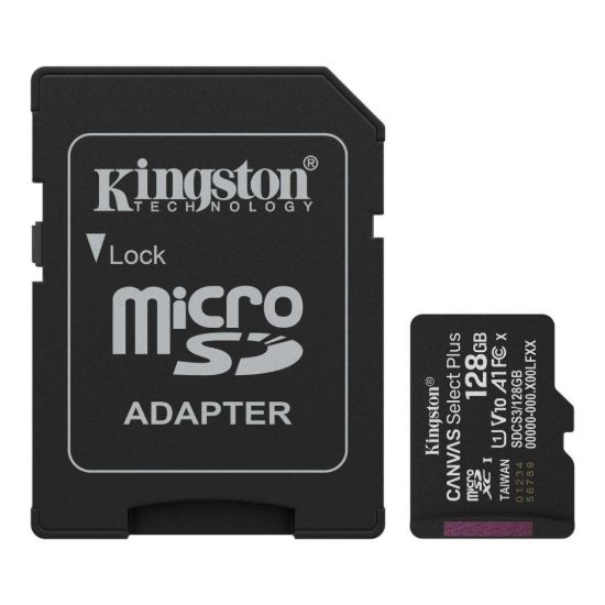 Obrázek Kingston MicroSDXC karta 128 GB Canvas Select Plus, U1, V10, A1, SD Adaptér