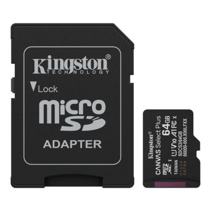 Obrázek Kingston MicroSDXC karta 64 GB Canvas Select Plus, U1, V10, A1, SD Adaptér