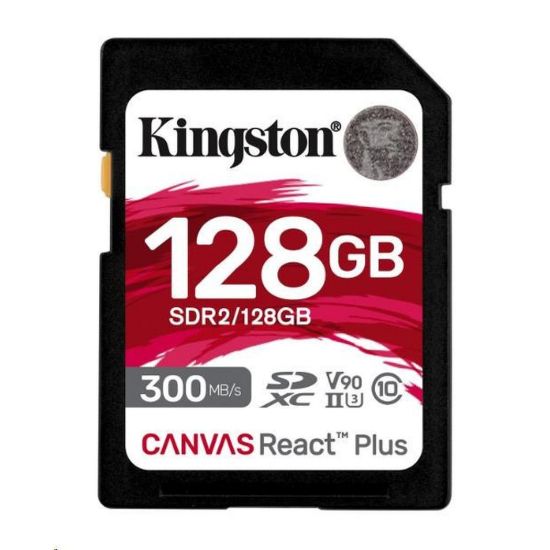 Obrázek Kingston SDXC karta 128 GB Canvas React Plus SDXC UHS- II 300R/ 260 W U3 V90 for Full HD/ 4K/ 8K