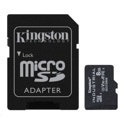 Obrázek Kingston MicroSDHC karta 8 GB Industrial C10 A1 pSLC Card + SD Adapter
