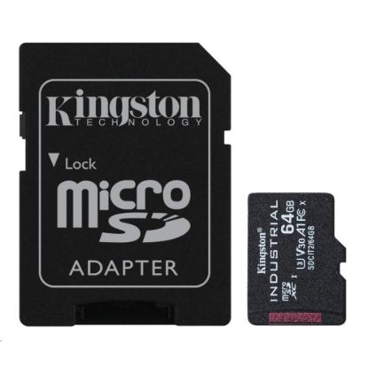 Obrázek Kingston MicroSDXC karta 64 GB microSDXC Industrial C10 A1 pSLC Card + SD Adapter
