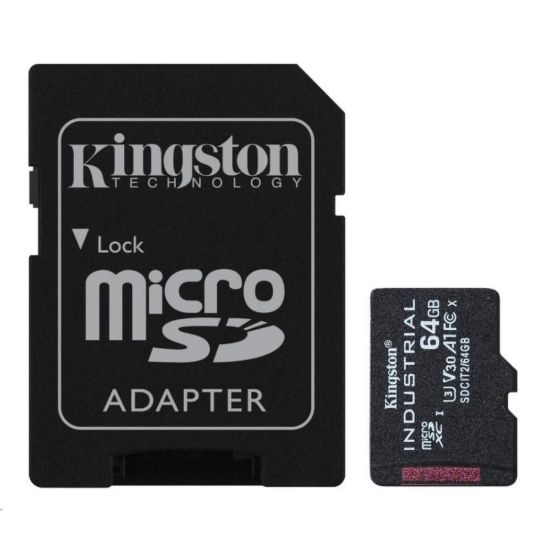 Obrázek Kingston MicroSDXC karta 64 GB microSDXC Industrial C10 A1 pSLC Card + SD Adapter