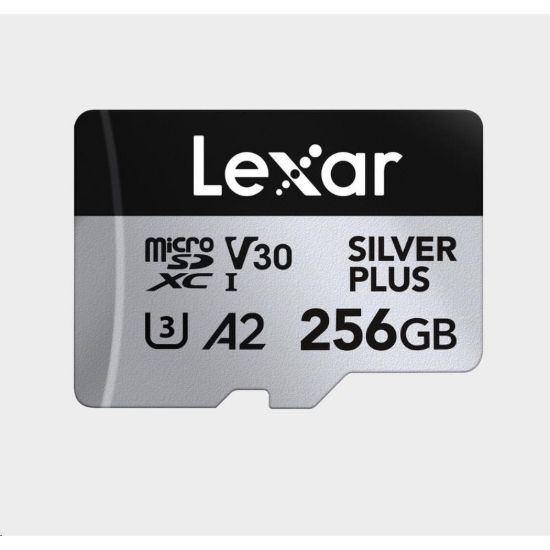 Obrázek Lexar microSDXC Professional SILVER Plus UHS- I/ U3/ A2/ 4K R205/ W150 (V30) 256 GB