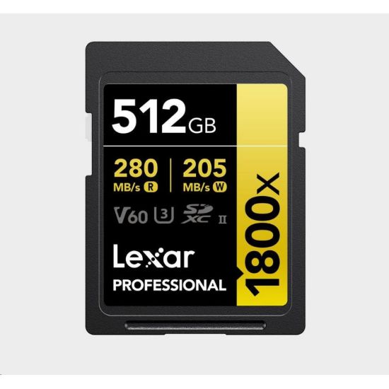 Obrázek Lexar SDXC Pro 1800x U3 UHS- II R280/ W210 (V60) 512 GB