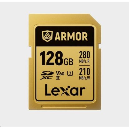 Obrázek Lexar SDXC ARMOR Gold UHS- II U3, Stainless Steel, IP68 R280/ W210 (V60) 128 GB