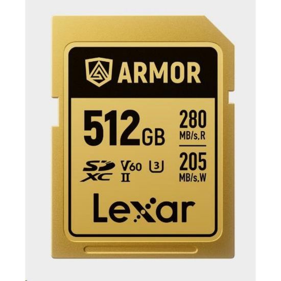 Obrázek Lexar SDXC ARMOR Gold UHS- II U3, Stainless Steel, IP68 R280/ W210 (V60) 512 GB