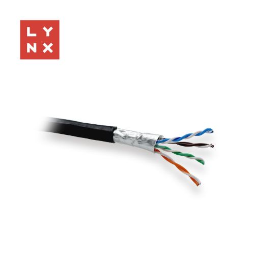 Obrázek LYNX FTP kabel, Cat5e, PE (Fca), 0, 5mm, celoměděný, venkovní, černý, box 305m