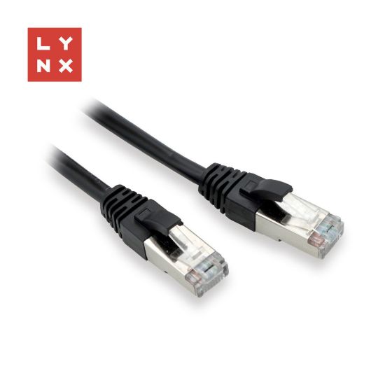 Obrázek LYNX FTP patch kabel Cat5e PVC, CCA, 1m, černý (balení obsahuje 10ks)