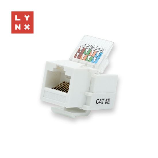 Obrázek LYNX keystone UTP Cat5e, samozařevácí, 90 stp., bílý