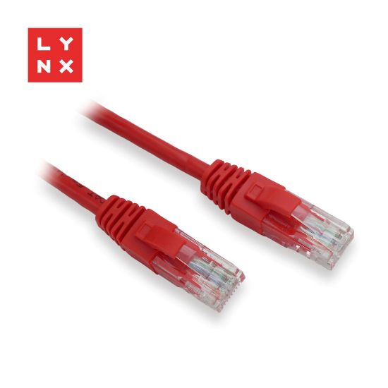 Obrázek LYNX UTP patch kabel Cat5e, PVC, CCA, 0, 5m, červený (balení obsahuje 10ks)