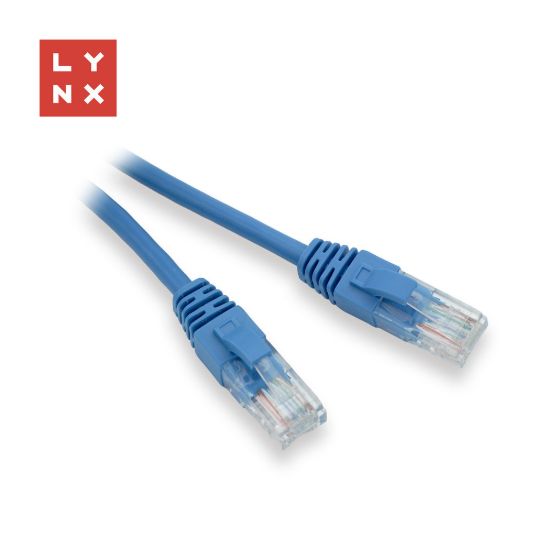 Obrázek LYNX UTP patch kabel Cat5e, PVC, CCA, 0, 5m, modrý (balení obsahuje 10ks)