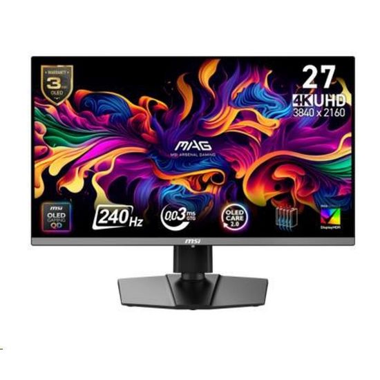 Obrázek MSI LCD MAG 272UP QD- OLED X24, 26.5", QD- OLED, 4K UHD, 240 Hz, 0.03 ms, Black, 3R