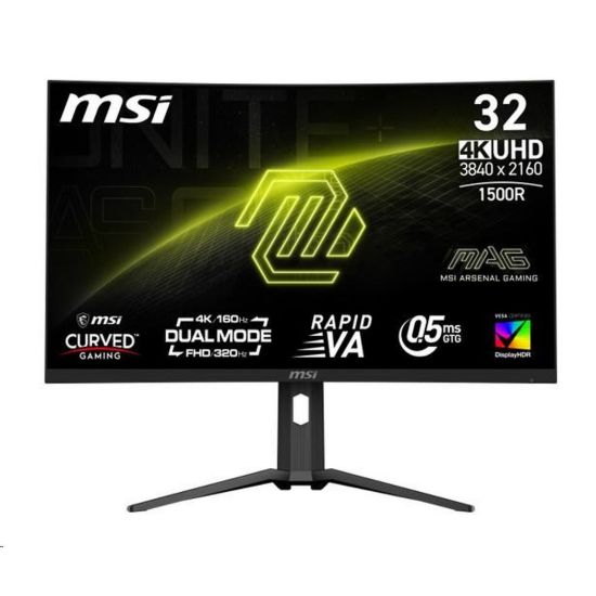 Obrázek MSI LCD MAG 321CUPDF, 31.5", 3840 x 2160, Rapid VA, 160 Hz, 0, 5 ms, VESA 100 x 100, Black