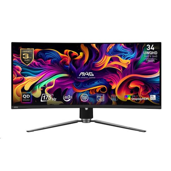 Obrázek MSI LCD MAG 341CQP QD- OLED, 34", 3440 x 1440, QD- OLED, 0, 03 ms, VESA 100 x 100, Black