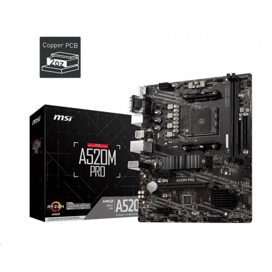 Obrázek MSI MB Sc AM4 A520M PRO, AMD A520, VGA, 2xDDR4, mATX