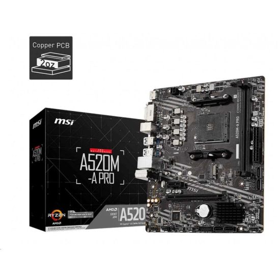 Obrázek MSI MB Sc AM4 A520M- A PRO, AMD A520, 2xDDR4, m- ATX
