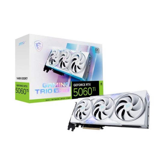 Obrázek MSI VGA NVIDIA GeForce RTX 5060 Ti 16G GAMING TRIO OC WHITE, RTX 5060 Ti, 16 GB GDDR7, 3xDP, 1xHDMI