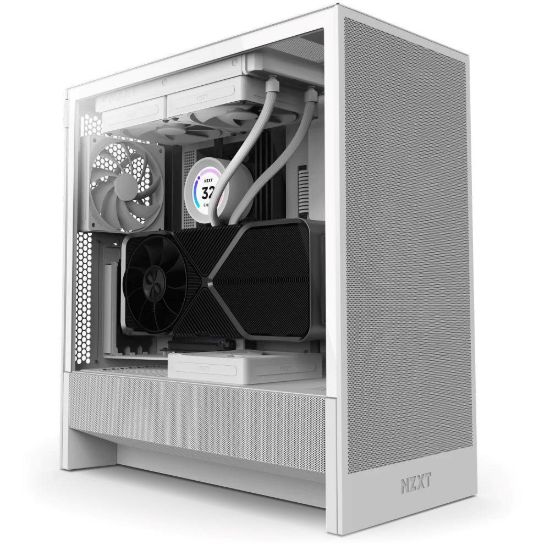 Obrázek NZXT skříň H5 Flow edition / 2 x 120 mm fan / USB 3.0 / USB- C 3.1 / průhledná bočnice / mesh panel / bílá
