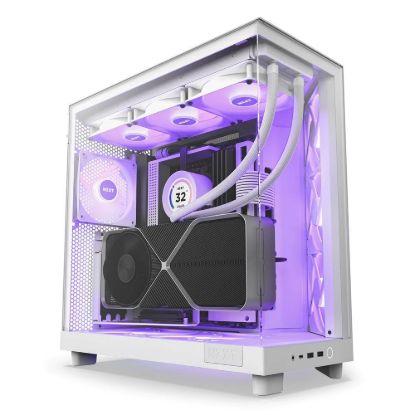 Obrázek NZXT skříň H6 Flow RGB dvoukomorová / MidT / 3 x 120mm RGB fan / 2xUSB 3.2 / USB- C / prosklená / bílá