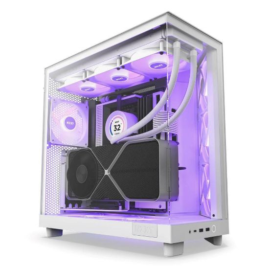 Obrázek NZXT skříň H6 Flow RGB dvoukomorová / MidT / 3 x 120mm RGB fan / 2xUSB 3.2 / USB- C / prosklená / bílá