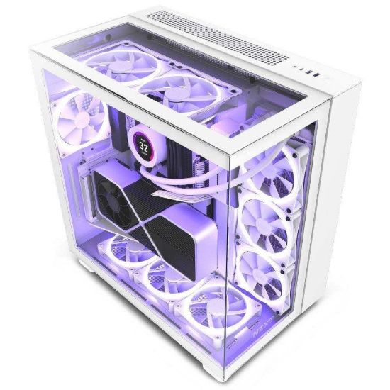 Obrázek NZXT skříň H9 Elite dvoukomorová ATX / 3xRGB 120 mm / 1x 120mm fan / prosklená / RGB&fan controler / bílá