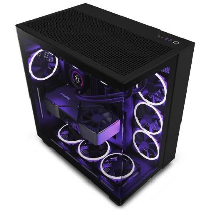 Obrázek NZXT skříň H9 Flow dvoukomorová ATX / 4 x 120mm fan / až 10xfan / perforovaný top / proskl. bočnice, front / černá