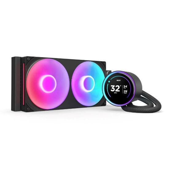 Obrázek NZXT vodní chladič Kraken 280 ELITE RGB / 2 x 140mm RGB fan / 4- pin PWM / LCD disp. / 6 let