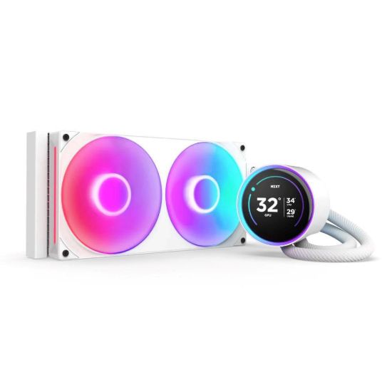 Obrázek NZXT vodní chladič Kraken 280 ELITE RGB / 2 x 140mm RGB fan / 4- pin PWM / LCD disp. / 6 let / bílá