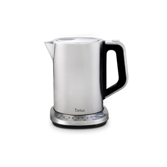 Obrázek ORAVA Delux rychlovarná konvice, 2200 W, 1.7 l, regulace teploty, automatické vypnutí, nerez