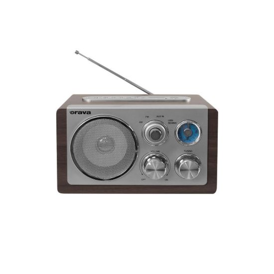 Obrázek Orava RR- 29 A rádio, 1 x 3, 5 W, AM / FM rádio, USB, AUX vstup, SD karta, hnědá / stříbrná