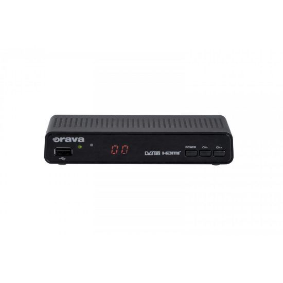 Obrázek Orava DVB- 30 digitální pozemní přijímač DVB- T2, HD, HEVC, PVR, paměť pro 500 programů, SCART, HDMI, ethernet, černá