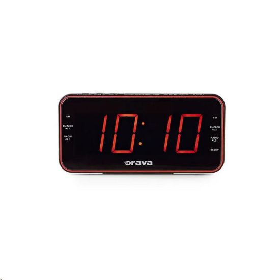 Obrázek Orava radiobudík s velkým červeným LED displejem, funkce SNOOZE, SLEEP, DIMMER, nabíjení externího zařízení