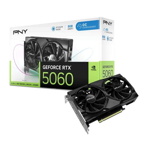 Obrázek PNY VGA Nvidia GeForce RTX 5060 8 GB Dual Fan, RTX 5060, 8 GB GDDR7, 3xDP, 1xHDMI
