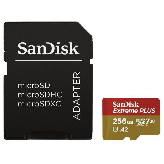 Obrázek SanDisk micro SDXC karta 256 GB Extreme PLUS (200 MB/ s Class 10, UHS- I U3 V30) + adaptér