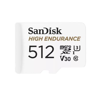 Obrázek SanDisk MicroSDXC karta 512 GB High Endurance (R: 100/ W: 40 MB/ s, C10, U3, V30) + adaptér