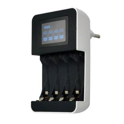 Obrázek Solight nabíječka s LCD displejem, AC 230V, 450mA, 4 kanály, AA/ AAA, řízená mikroprocesorem