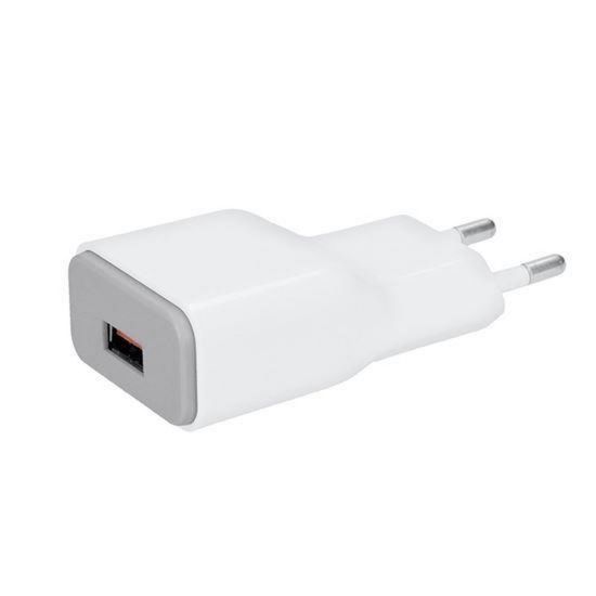 Obrázek Solight USB nabíjecí adaptér, fast charge: 1x USB Qualcomm, 5V2A/ 9V1.5A/ 12V1A, AC 230V, bílošedý