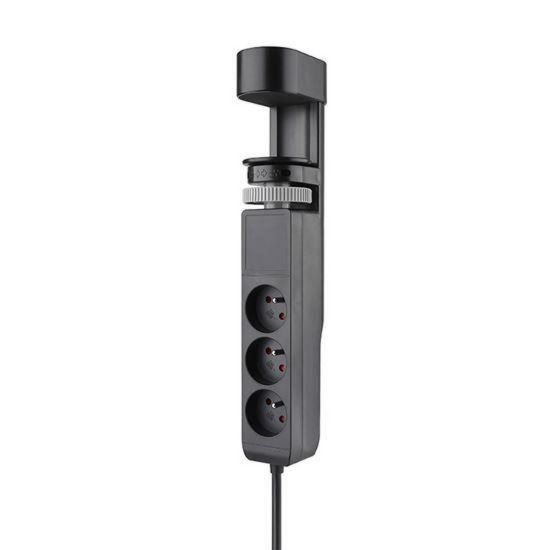 Obrázek Solight 3z + USB A+C přenosné stolní zásuvky, 2m, černá, USB rychlonabíječka 20 W PD