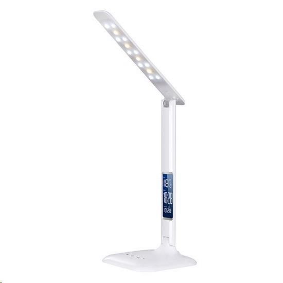 Obrázek Solight LED stmívatelná stolní lampička s displejem, 6 W, volba teploty světla, bílý lesk