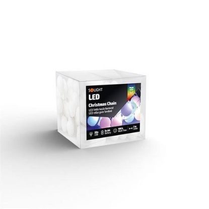 Obrázek Solight LED vánoční řetěz barevné koule, 20x LED, 2m, 2x AA