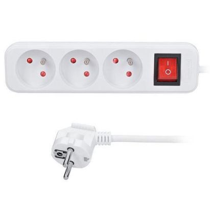 Obrázek Solight prodlužovací přívod 5m, 3 zásuvky, vypínač, 16A/ 3680 W, PVC, bílý