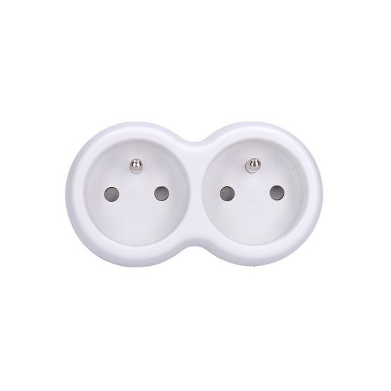 Obrázek Solight rozbočka, 2x 10A, bílá- šedá