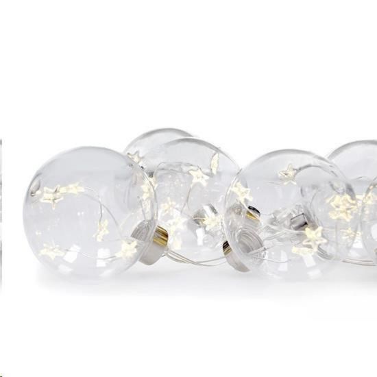 Obrázek Solight sada LED vánočních koulí s hvězdami, vel. 8cm, 6ks, 30LED, časovač, tester, 3xAA