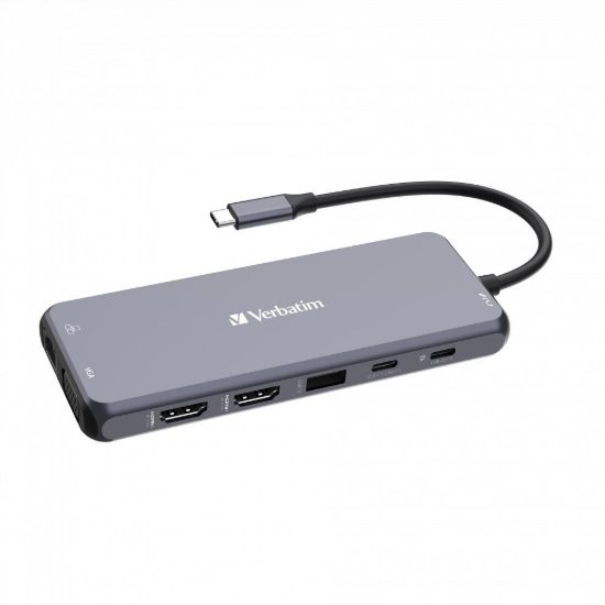 Obrázek VERBATIM Hub USB- C Pro Multiport 14 Port, 5x USB- A, 2x USB- C, 2x HDMI, 1xVGA, RJ45, 3.5mm Jack audio, microSD/ SD…