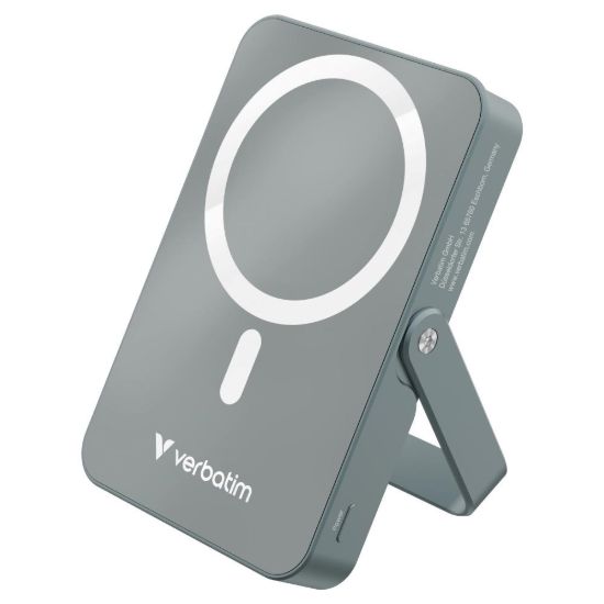 Obrázek VERBATIM Powerbanka Charge 'n' Go, Magnetická, 10000 mAh, USB- C, Stojánek, Šedá