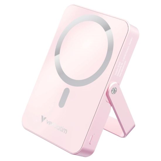 Obrázek VERBATIM Powerbanka Charge 'n' Go, Magnetická, 10000 mAh, USB- C, Stojánek, Růžová